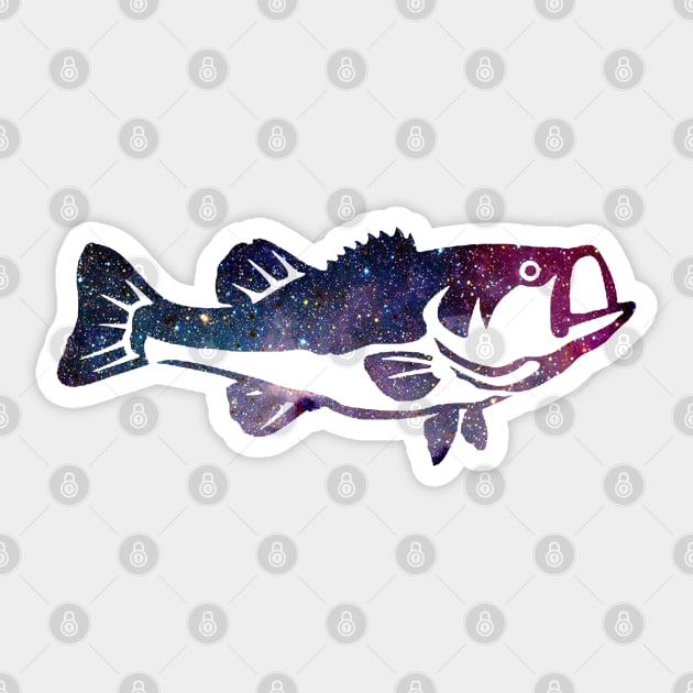 Largemouth Bass in Space and Stars Sticker by  The best hard hat stickers 